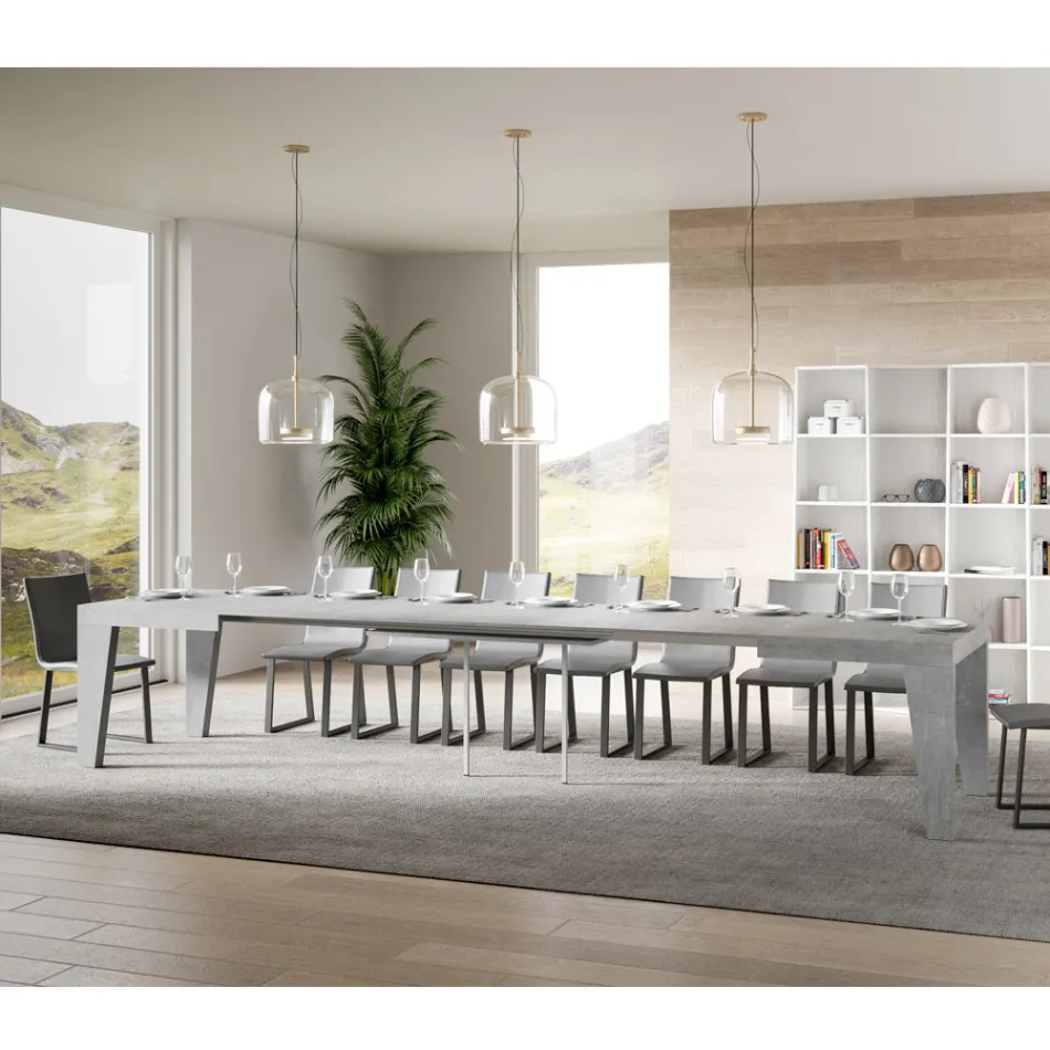 Firkantet bord, der kan forlænges til 440 cm i træ lavet i Italien - blomst Viadurini