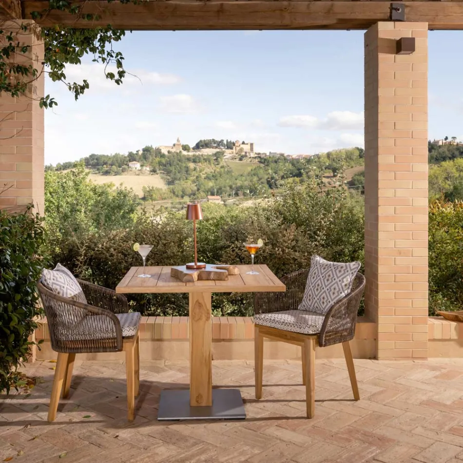 Firkantet udendørsbord i teak og metal - Marie Viadurini