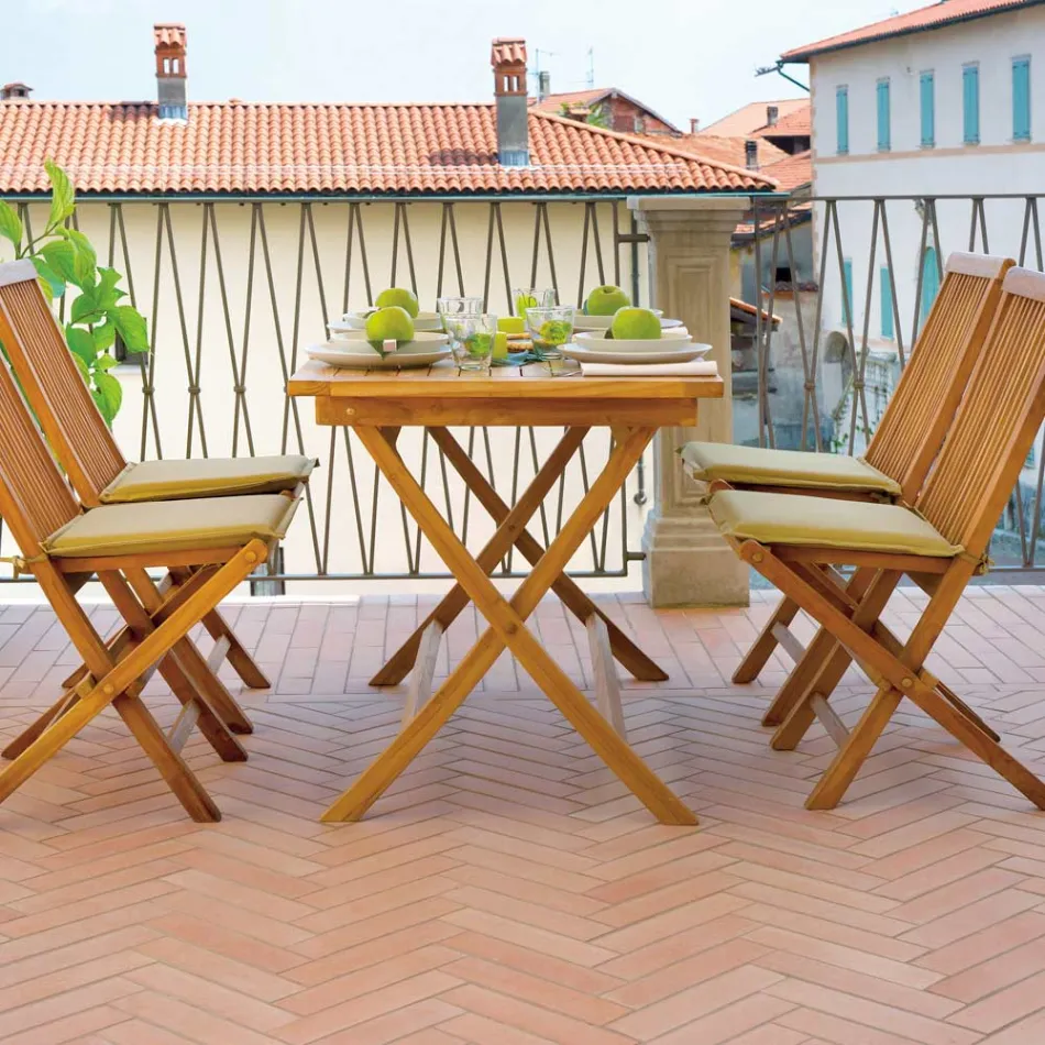 Rektangulært havebord 120x70 cm Fremstillet af teaktræ - Alba Viadurini