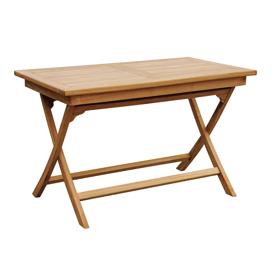 Rektangulært havebord 120x70 cm Fremstillet af teaktræ - Alba Viadurini