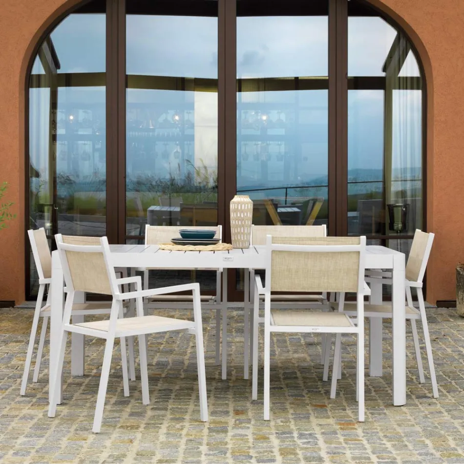 Rektangulært bord med udtræk til 240 cm til udendørs brug i aluminium - Sheet Viadurini