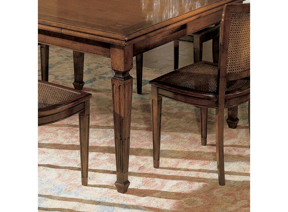 Rektangulært bord med 6 træstole lavet i Italien - Angelite Viadurini