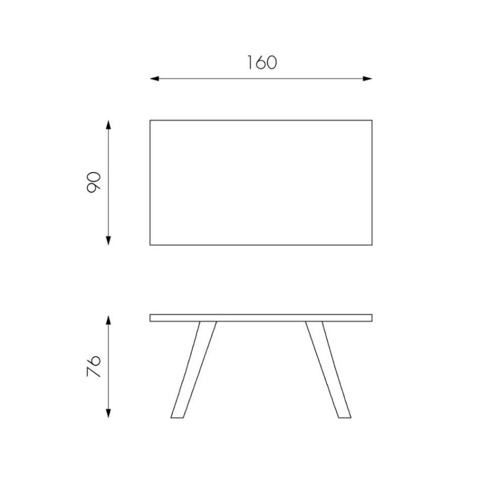 Rektangulært bord med egefinerplade og aluminiumsbund - Logan Viadurini