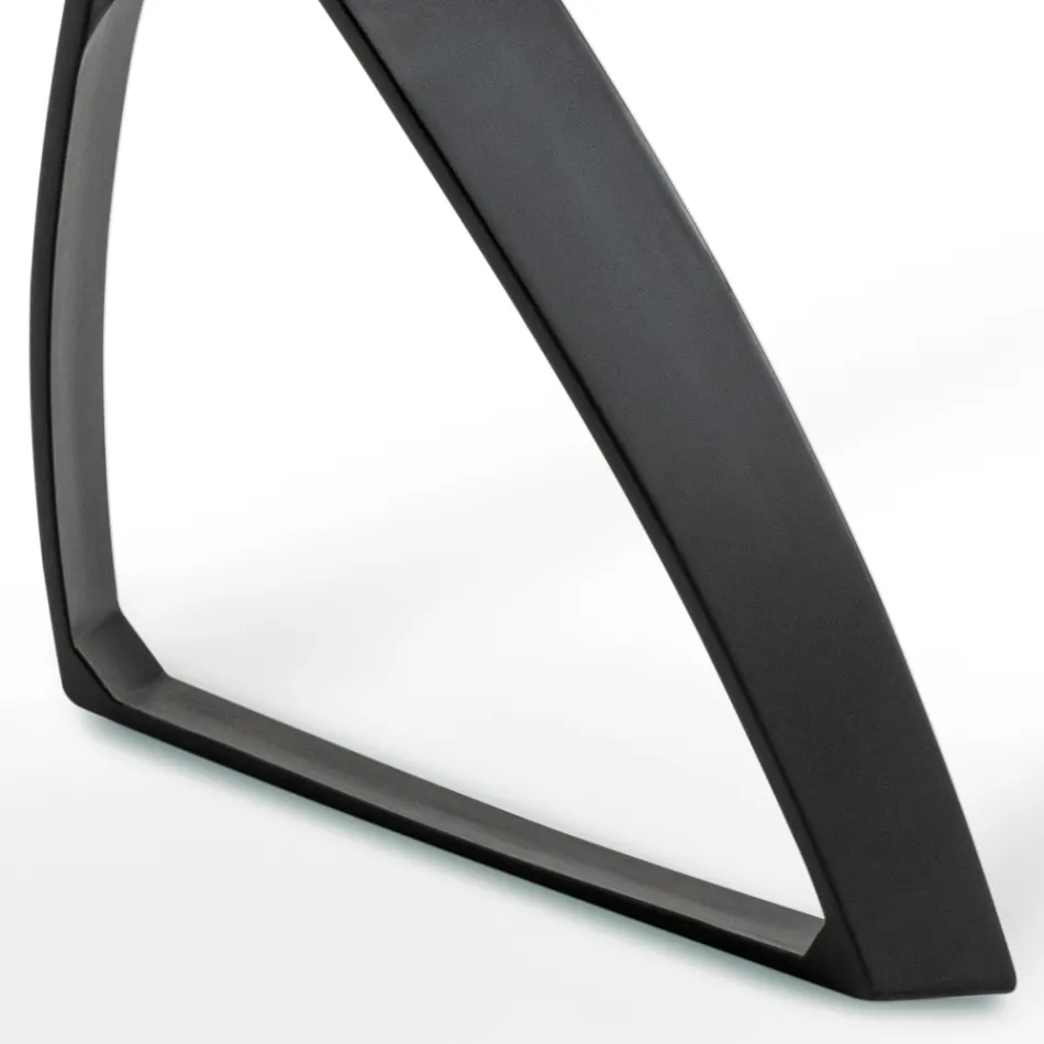 Rektangulært bord med egefinerplade og aluminiumsbund - Logan Viadurini