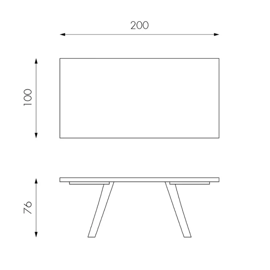Rektangulært bord med egefinerplade og aluminiumsbund - Logan Viadurini