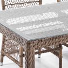 Rektangulært udendørsbord i polyrattan og glas - Gigi Viadurini