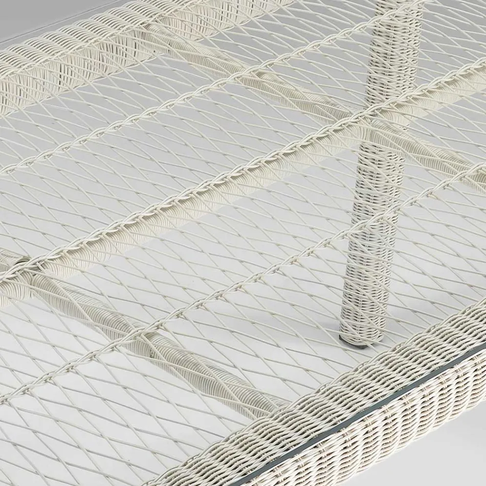 Rektangulært udendørsbord i polyrattan og glas - Gigi Viadurini