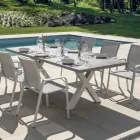 Rektangulært havebord i aluminium og grå harpiks - Nuvia Viadurini