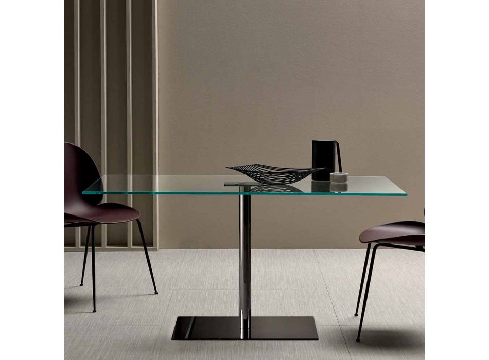 Moderne rektangulært bord i røget eller ekstrem lysglas fremstillet i Italien - Dolce Viadurini