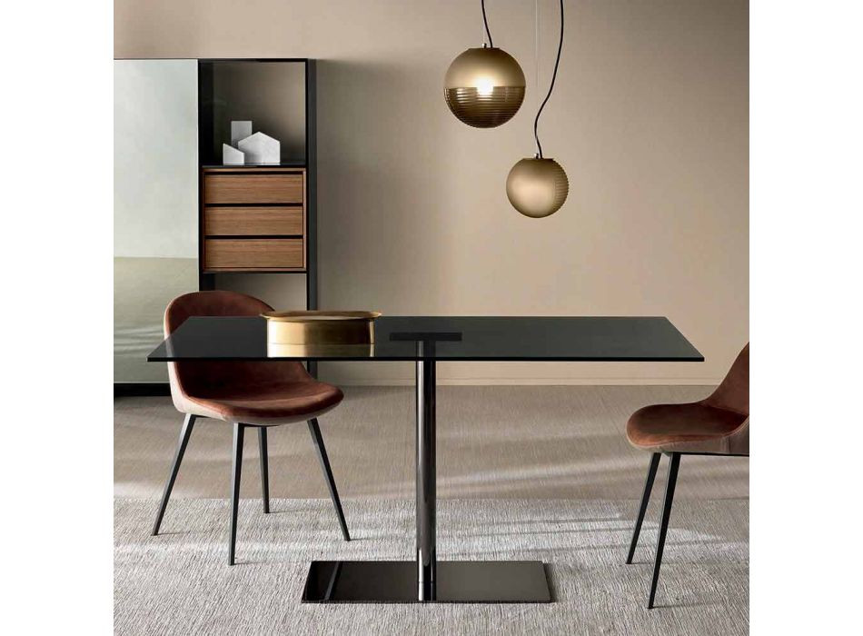 Moderne rektangulært bord i røget eller ekstrem lysglas fremstillet i Italien - Dolce Viadurini