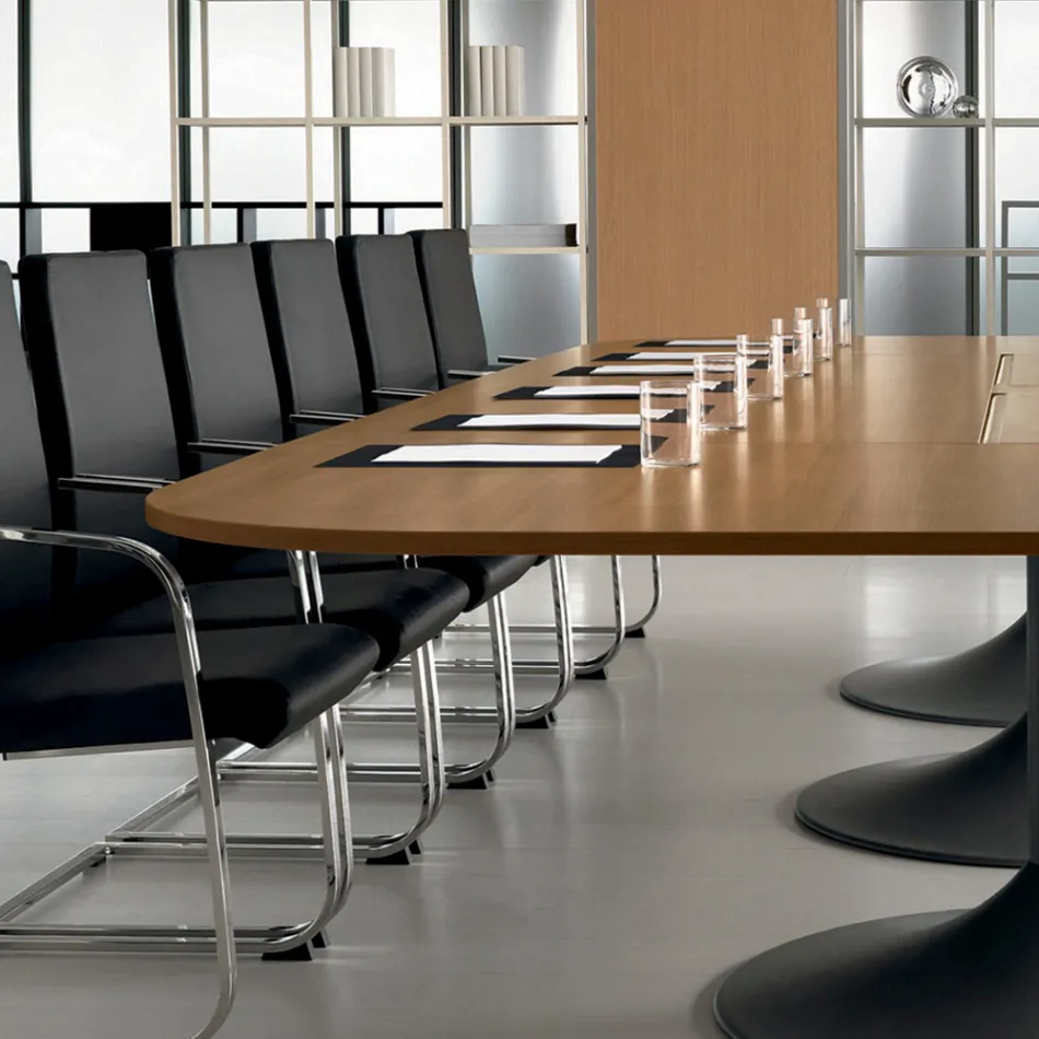 Mødebord i formet naturlig valnøddemelamin - Gaelle Viadurini