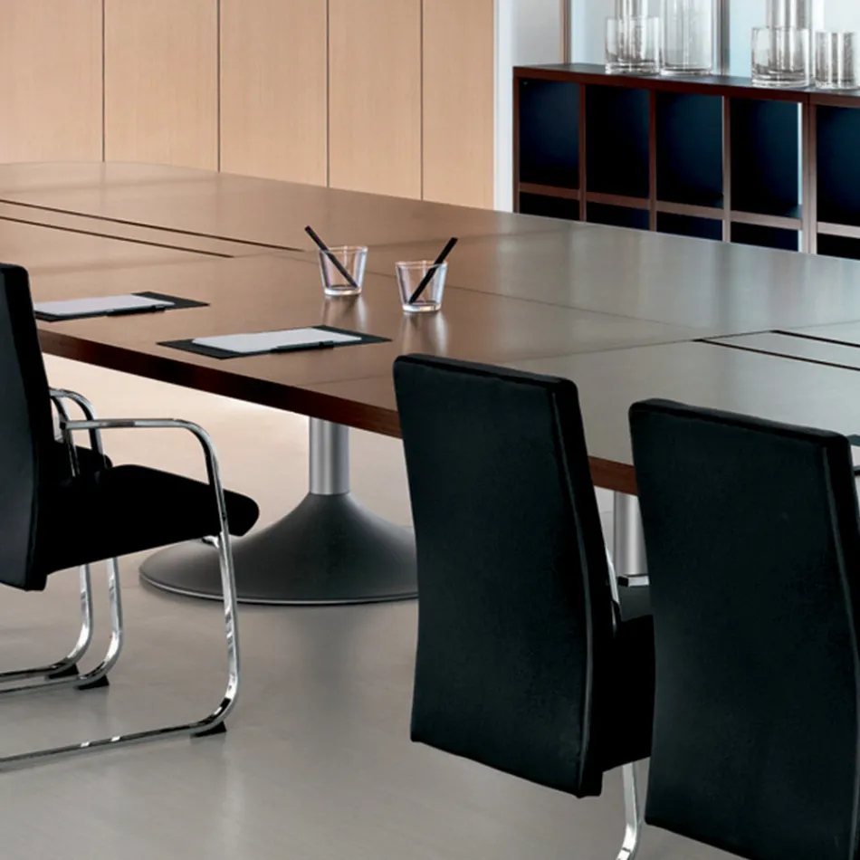 Mødebord i formet mørk eg melamin - Gaelle Viadurini