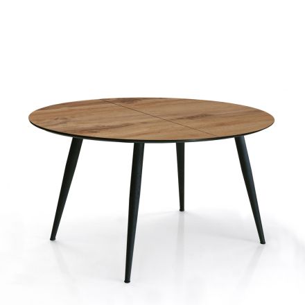 Rundt bord, der kan forlænges til 150 cm Lys valnød finish - Capone Viadurini