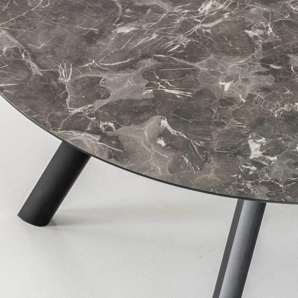 Rundt bord, der kan udvides til 170 cm, i lagdelt HPL - Convivio Viadurini