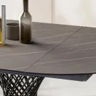 Rundt bord, der kan forlænges til 170 cm, i metal og HPL - Sorriso Viadurini