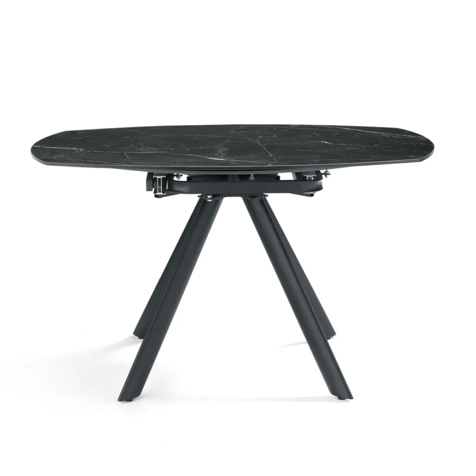 Udtrækkeligt rundt bord i sintret sten med marmoreffekt - Portico Viadurini