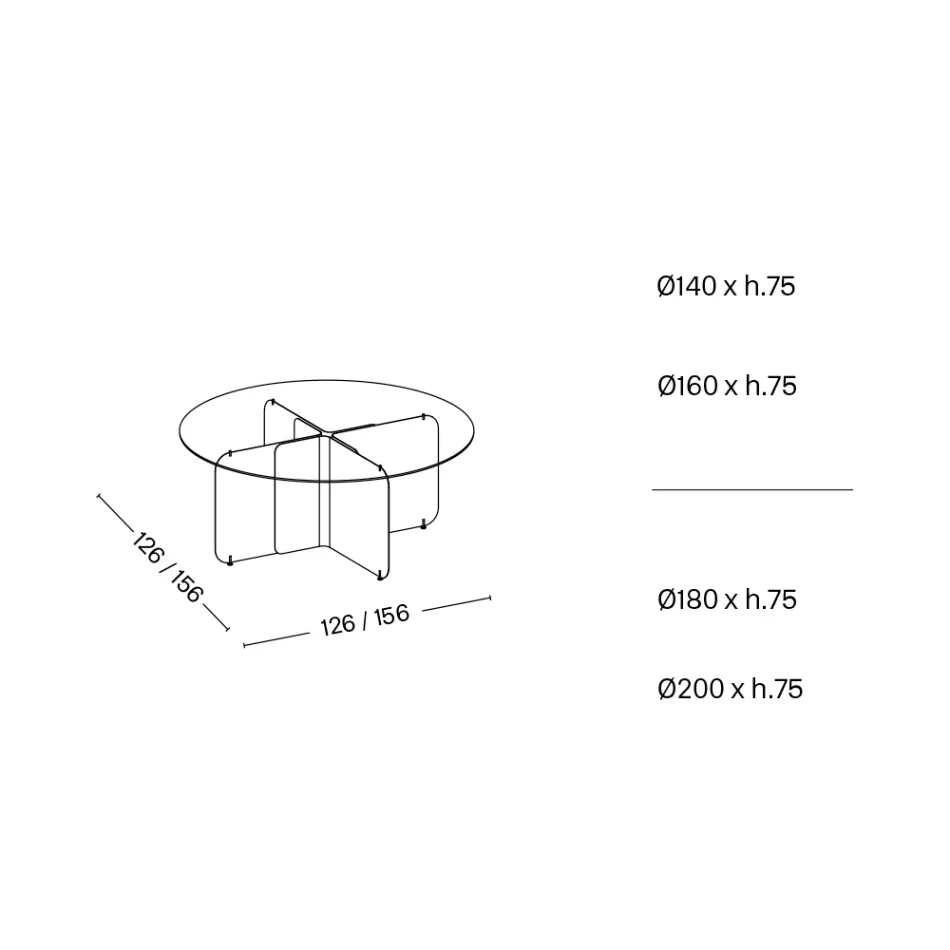 Rundt bord med ekstra klar glasplade og champagnebund - Piacere Viadurini