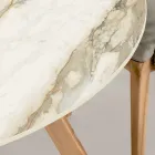 Rundt udendørs keramisk bord Calacatta Hermitage Lavet i Italien - Pegaso Viadurini