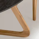 Rundt udendørsbord i sort Marquinia-keramik Lavet i Italien - Pegaso Viadurini