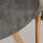 Rundt udendørsbord i grå stenkeramik Lavet i Italien - Pegaso Viadurini