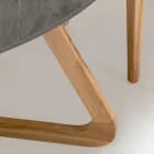 Rundt udendørsbord i grå stenkeramik Lavet i Italien - Pegaso Viadurini