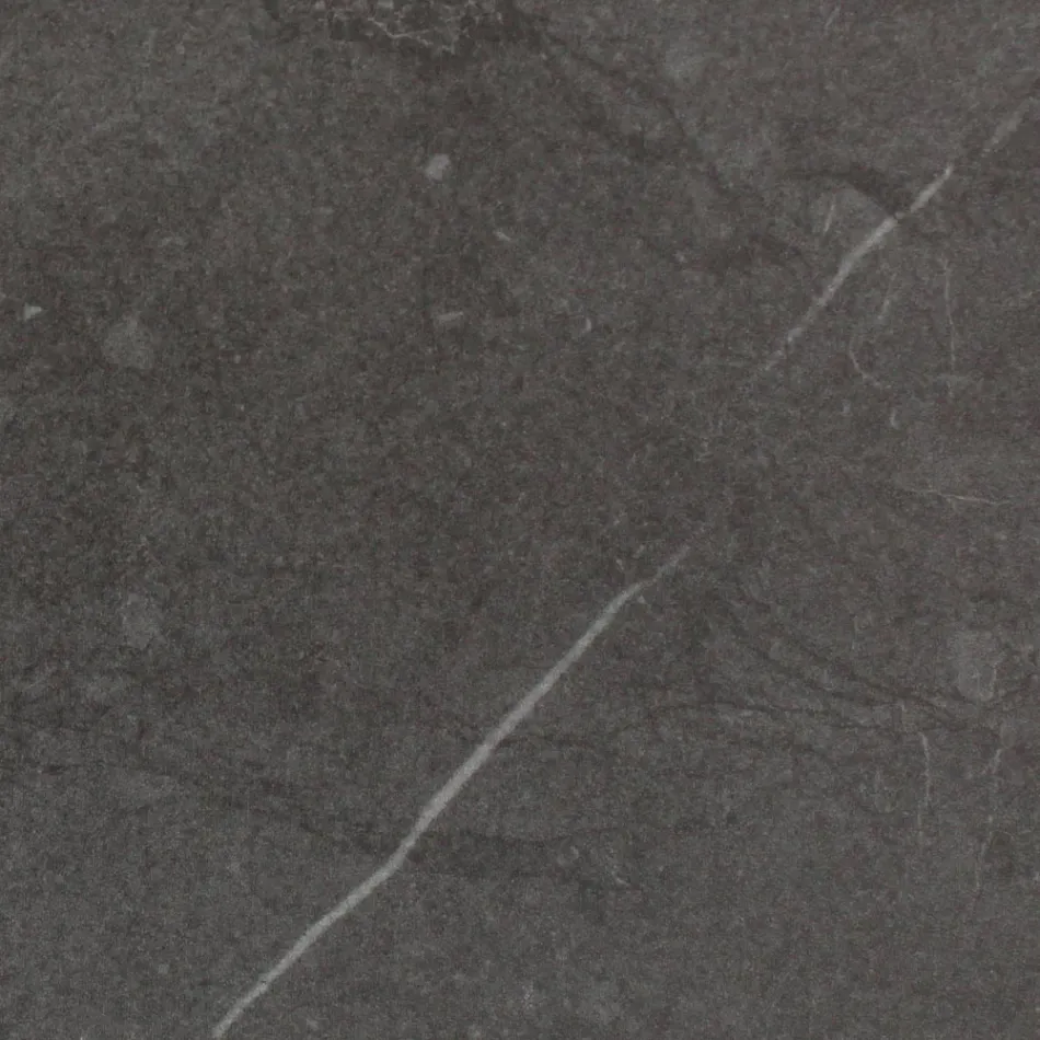 Rundt udendørsbord i grå stenkeramik Lavet i Italien - Pegaso Viadurini