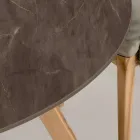 Rundt udendørsbord i Pulpis Brown Keramik Fremstillet i Italien - Pegaso Viadurini