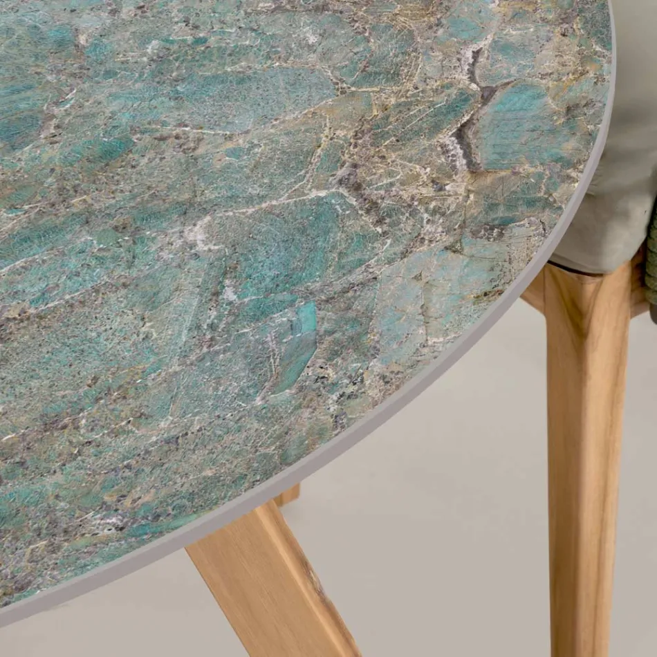 Rundt udendørs keramisk bord Santos lavet i Italien - Pegaso Viadurini