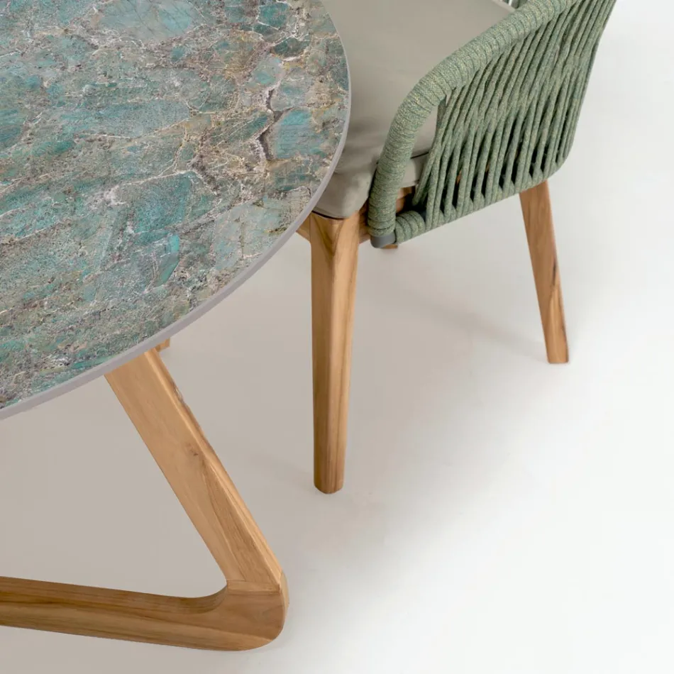 Rundt udendørs keramisk bord Santos lavet i Italien - Pegaso Viadurini