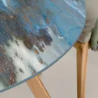 Rundt udendørs keramisk bord tordenvejr lavet i Italien - Pegaso Viadurini