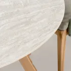 Rundt udendørsbord i lys travertinkeramik Lavet i Italien - Pegaso Viadurini