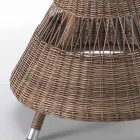 Rundt udendørsbord i polyrattan med glasplade - Gigi Viadurini