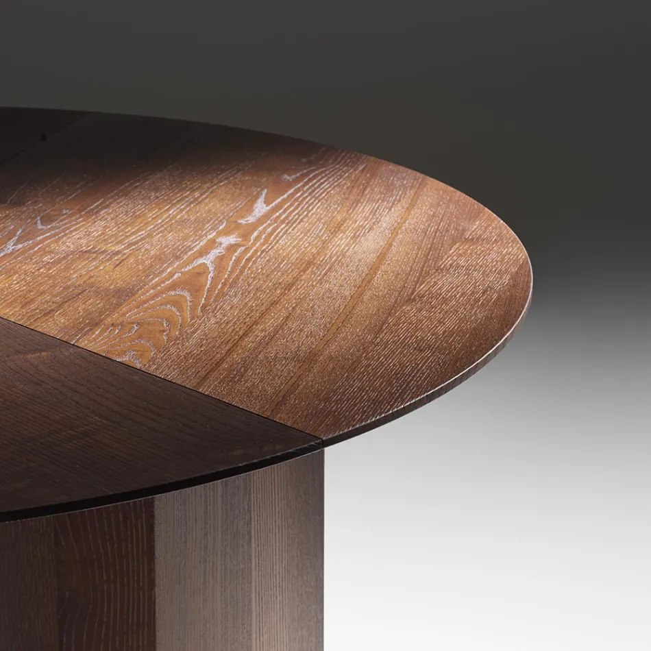 Rundt spisebord i askefineret krydsfiner - Libra Viadurini