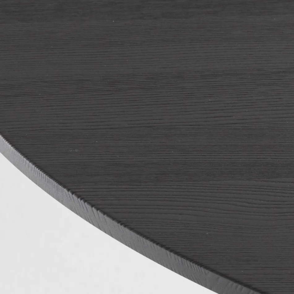 Rundt spisebord i askefineret krydsfiner - Libra Viadurini