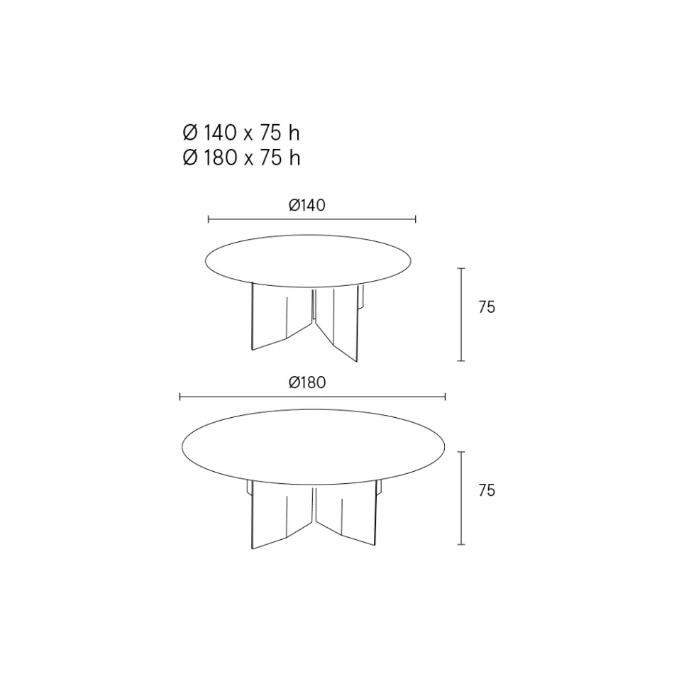 Rundt spisebord i askefineret krydsfiner - Libra Viadurini