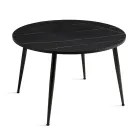 Rundt bord med seks siddepladser, MDF-plade og metalbase - Croma Viadurini