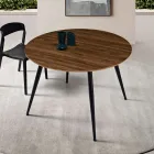 Rundt bord med seks siddepladser, MDF-plade og metalbase - Croma Viadurini