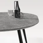Rundt bord med seks siddepladser, MDF-plade og metalbase - Croma Viadurini