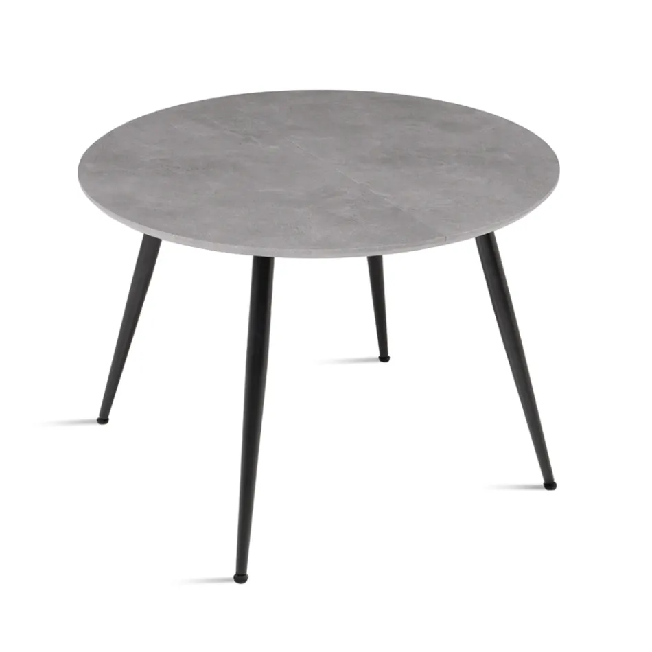 Rundt bord med seks siddepladser, MDF-plade og metalbase - Croma Viadurini