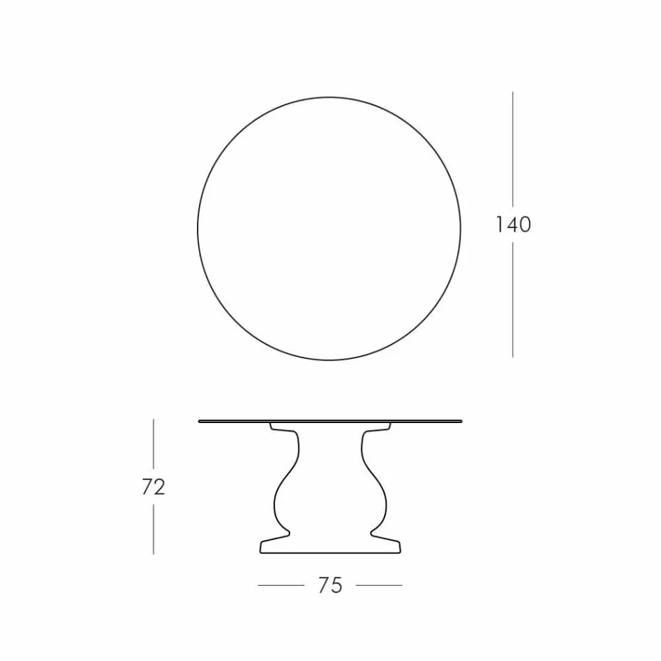 Klassisk design rundt bord, Ø140 og HPL top - Nittende århundrede af Slide Viadurini