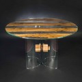 Rundt design bord af venetiansk glas og træ delfin