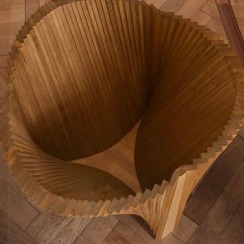 Rundt designbord i glas og olieret aske fremstillet i Italien - Madame Viadurini