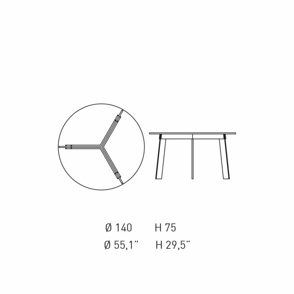 Moderne design rundbord i stål og farvet lakeret MDF - Aronte Viadurini