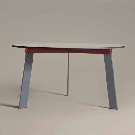 Moderne design rundbord i stål og farvet lakeret MDF - Aronte Viadurini