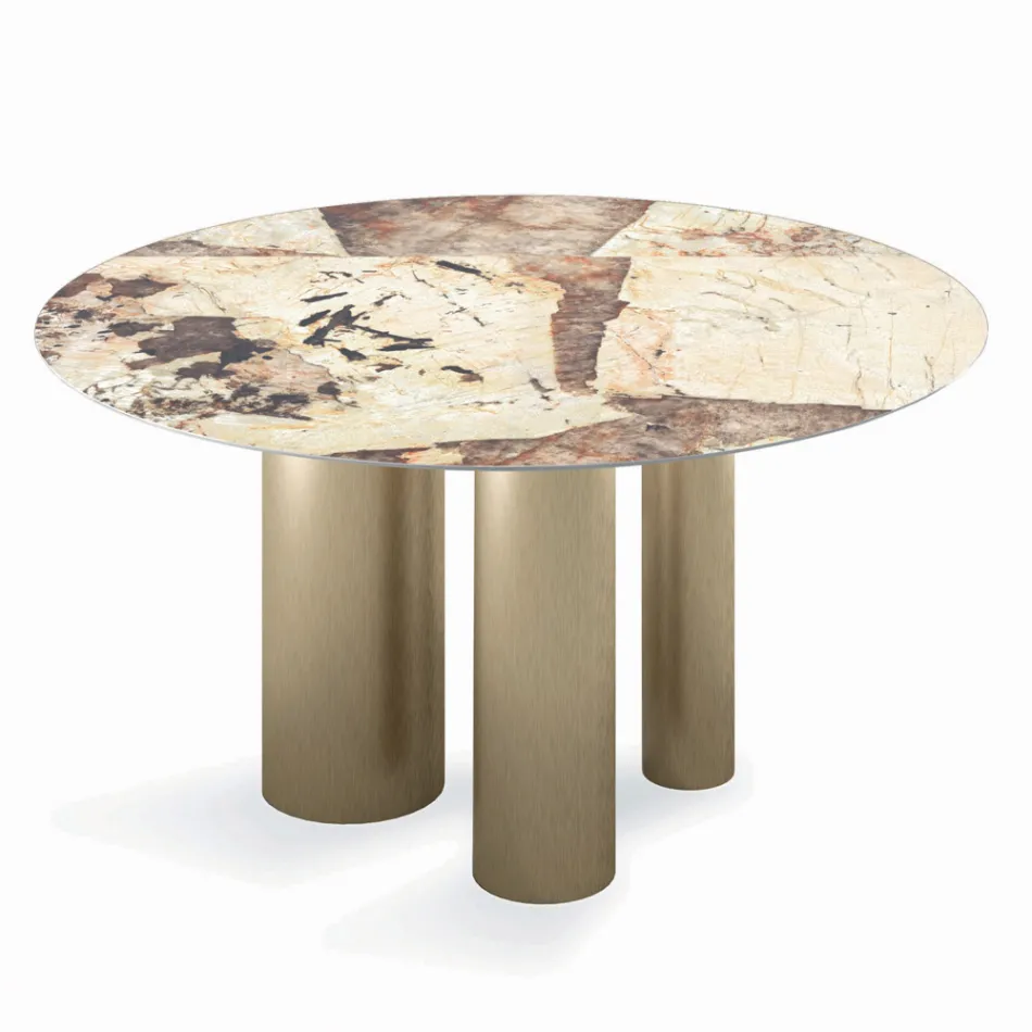 Fast rundt bord med keramisk plade lavet i Italien - saks Viadurini