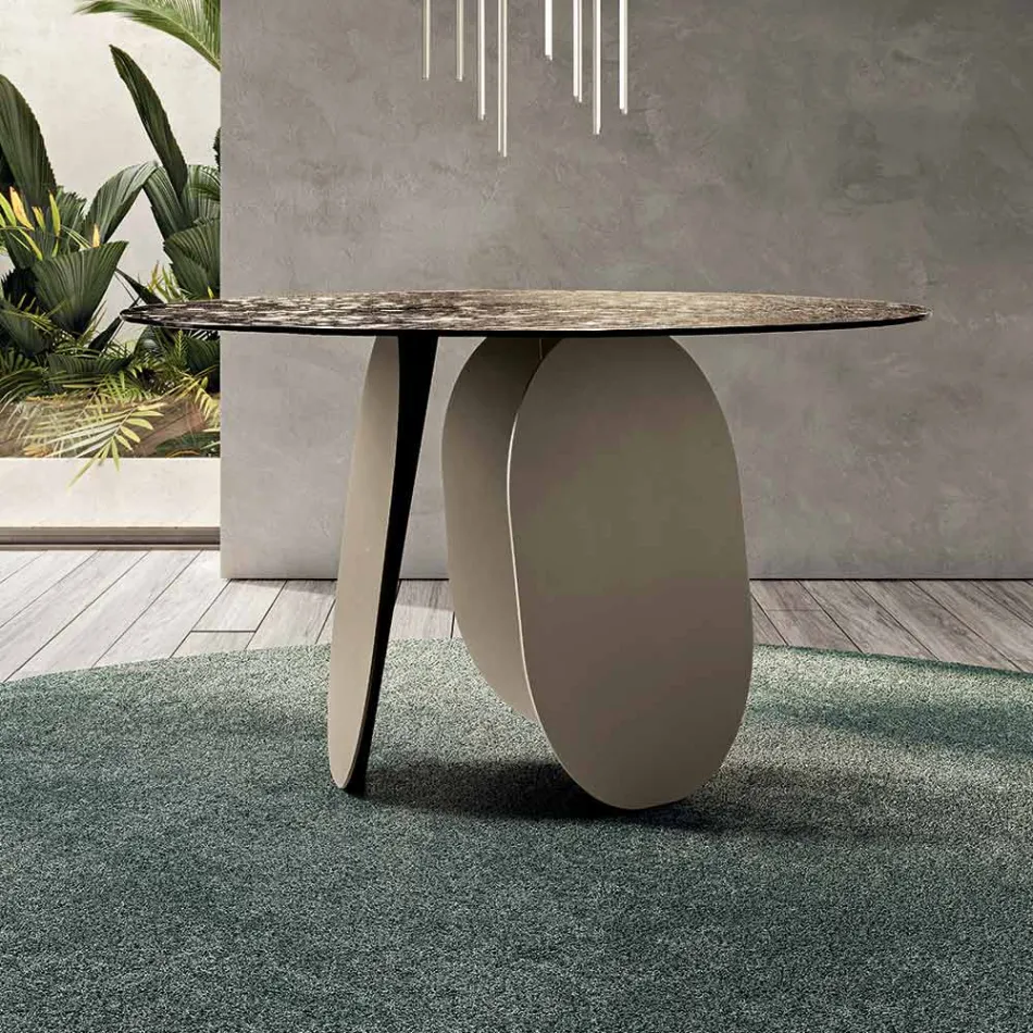 Rundt bord i hamret glasbagside - Forsølvet Fremstillet i Italien - Almo Viadurini