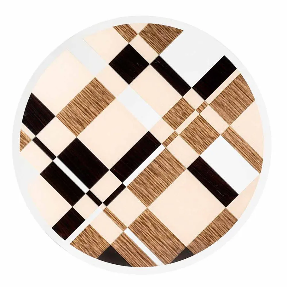 modeno Rundt bord med glasplade og Ozzy træindlæg Viadurini