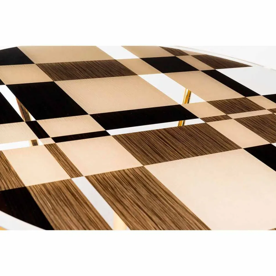 modeno Rundt bord med glasplade og Ozzy træindlæg Viadurini