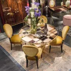 modeno Rundt bord med glasplade og Ozzy træindlæg Viadurini