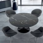 Moderne rundt bord i Carrara-marmor og Marquinia Made in Italy – Dollars Viadurini